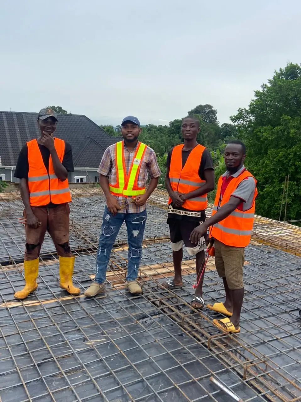 Slab reinforcement in progress